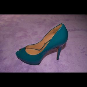 Zara Teal Blue Peep Toes Heels